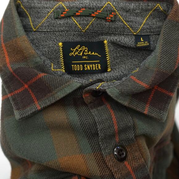 L.L.Bean x Todd Snyder Plaid Flannel Long Sleeve Shirt Men's Large - Picture 4 of 5